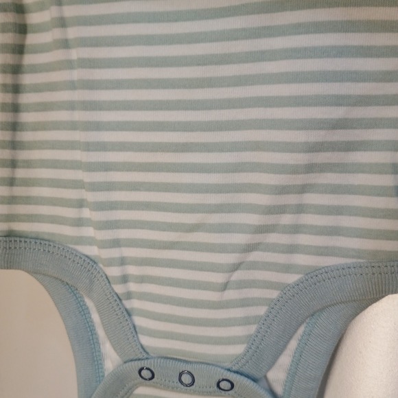 SET OF 4 Cloud Island 0-3 Month Boys Short Sleeve Blue Stripe Baby Bodysuits - Picture 4 of 6